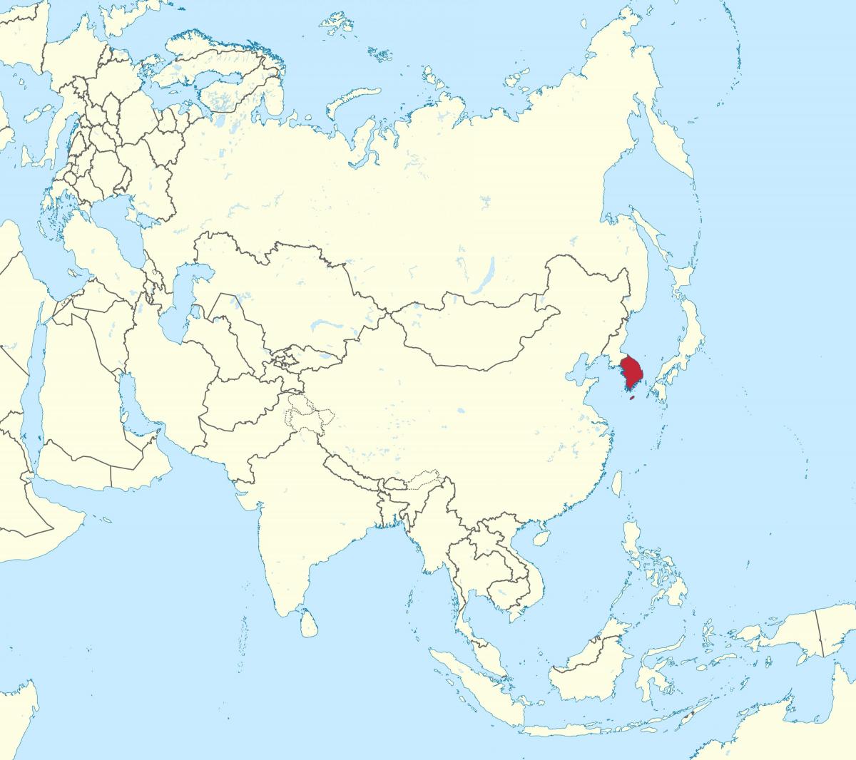 Posizione della Corea del Sud (ROK) sulla mappa dell'Asia