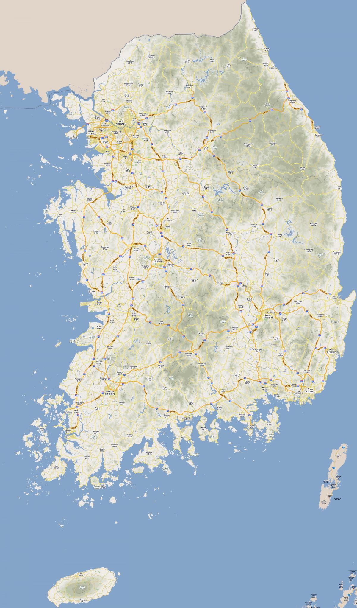 Mappa delle autostrade della Corea del Sud (ROK)
