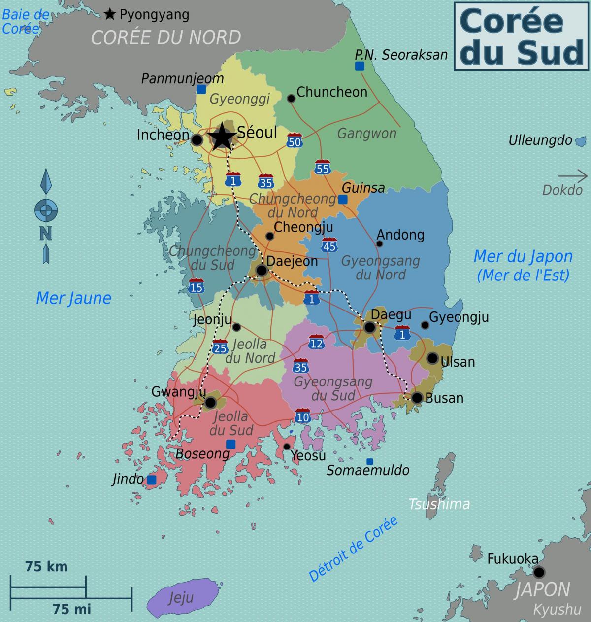 Mappa delle zone della Corea del Sud (ROK)