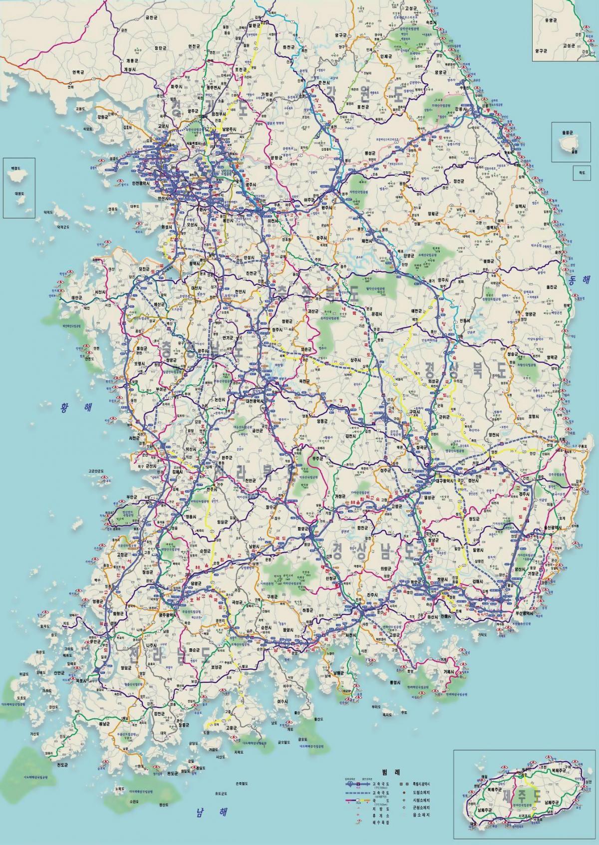Mappa stradale della Corea del Sud (ROK)