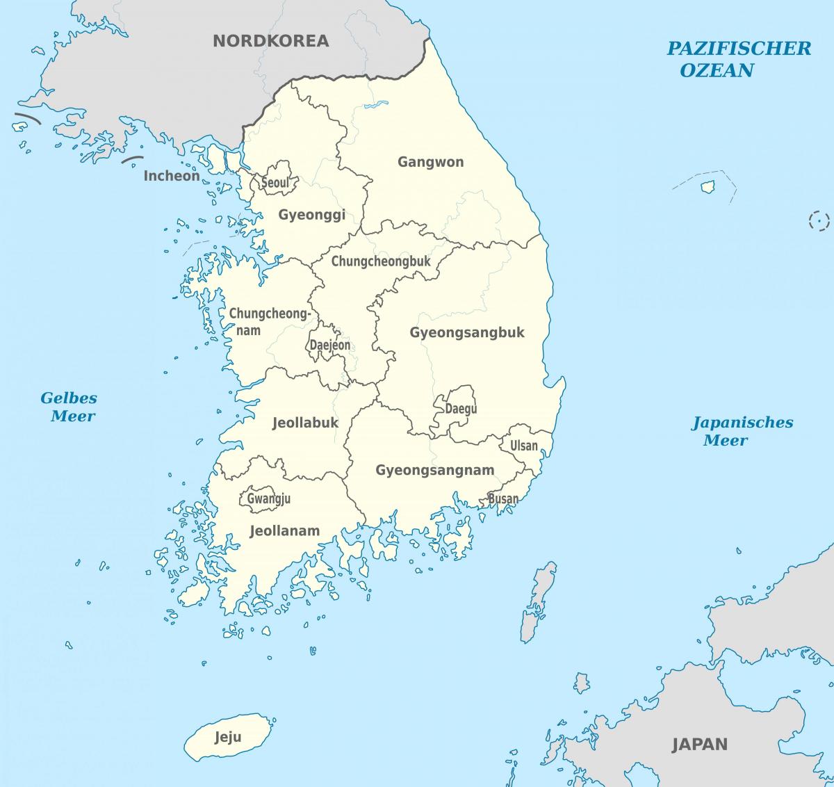 Mappa dello stato della Corea del Sud (ROK)