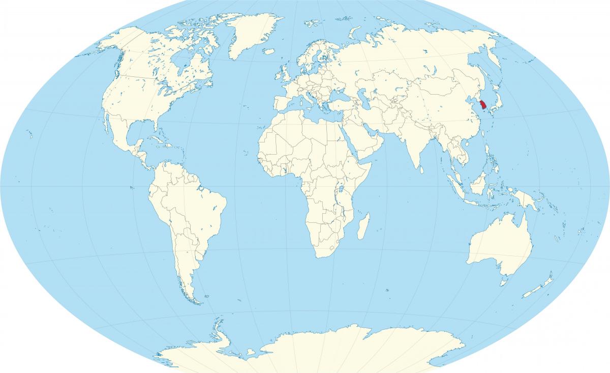 Posizione della Corea del Sud (ROK) sulla mappa del mondo