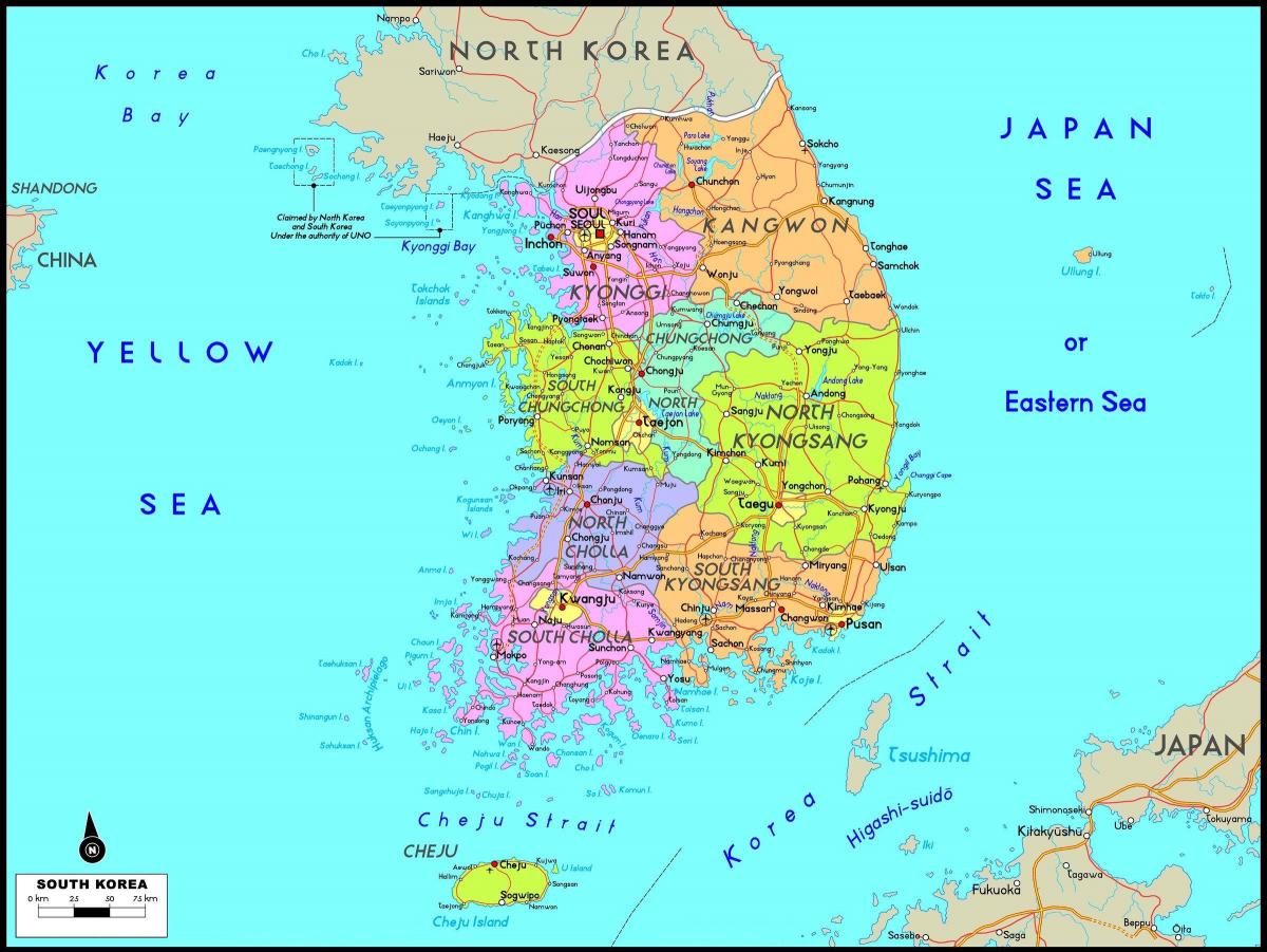 Corea del Sud (ROK) su una mappa