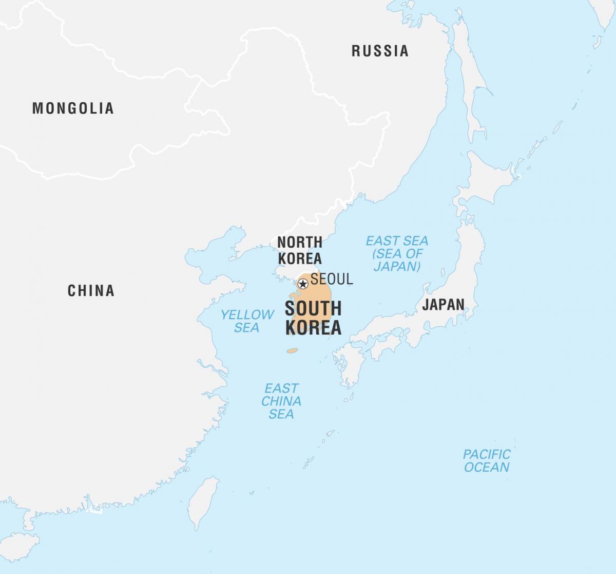Mappa della Corea del Sud (ROK) e dei paesi confinanti