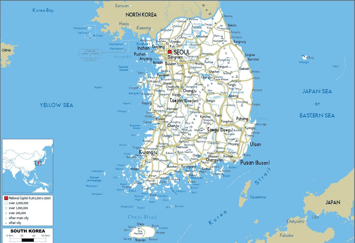 Grande mappa della Corea del Sud (ROK)